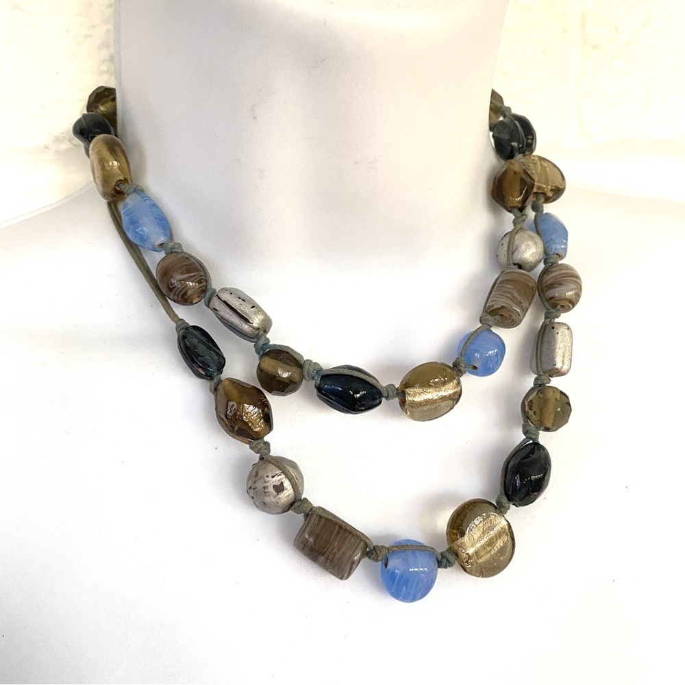 Glass Beads Hand-Knotted Cording 33"